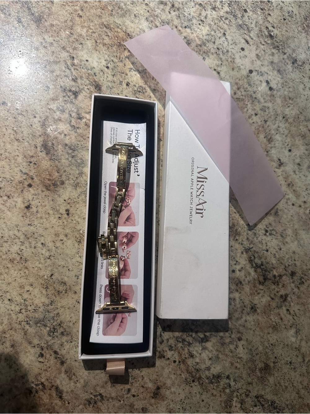 MissAir God Is In Control Gold Apple Watch Bracelet Band w/ Box